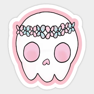 Kawaii Flower Crown Skull Sticker